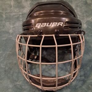 Bauer Black and Gray Hockey Helmet with Cage